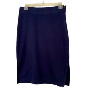 GAP Pencil Skirt Knee-Length Workwear Navy Side Slits Stretch Body Con Size S